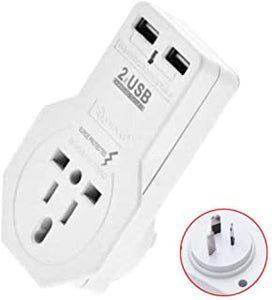 Sansai Universal Travel Adaptor w/ 2 USB Charging Ports Outlet AU/USA/UK/Asia  STV-902USB