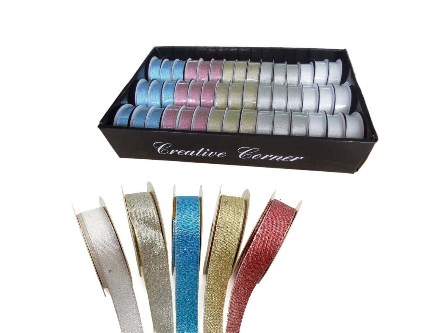 SHIMMER RIBBON 2CMX3M 5 COLOUR ASST. CRA30441