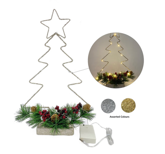 XMAS LED LIGHT UP WIRE TREE W/USB CABLE 45cm 3 ASST. XMS31237