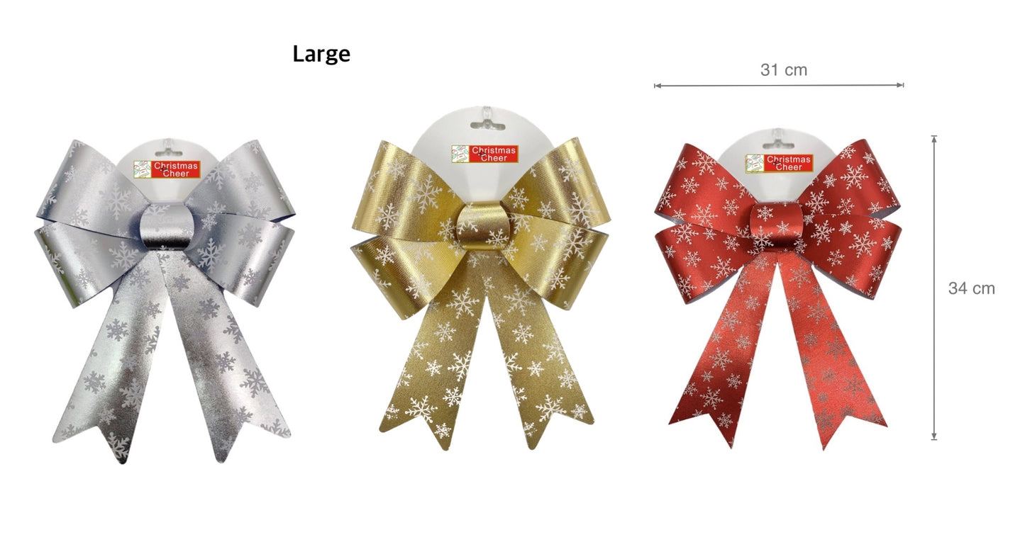 XMAS SNOW FLAKE GIFT BOW LRG 31x34cm. XMS31662