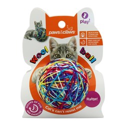CAT TOY WOOL BALL WITH RATTLE 9CM 61909