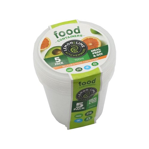REUSABLE FOOD CONTAINERS 5PK ROUND 700ML .68700