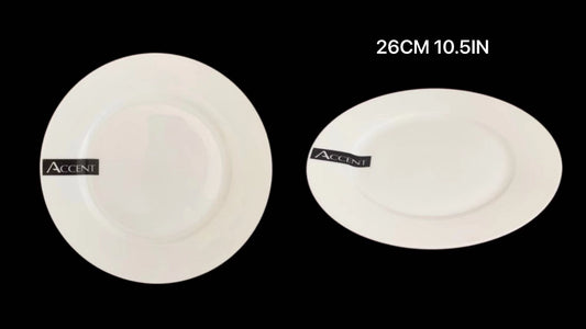 WHITE FINE BONE CHINA PLATE 10.5IN 26CM. TAB30476