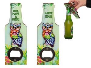 16CM OWL HAPPY HOUR BOTTLE OPENER MAGNET. MAGOWLH