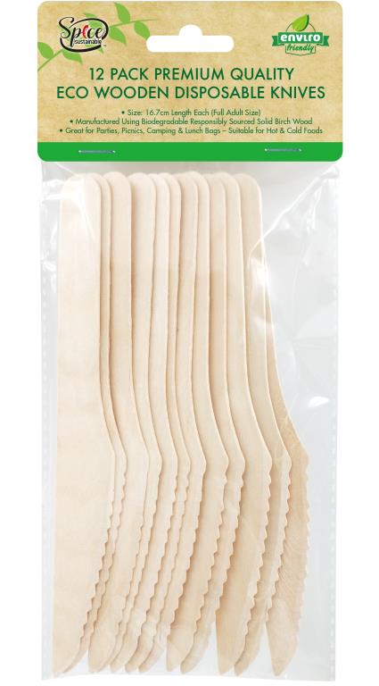 ECO Wooden Cutlery - Knifes-12PK  DUR2815