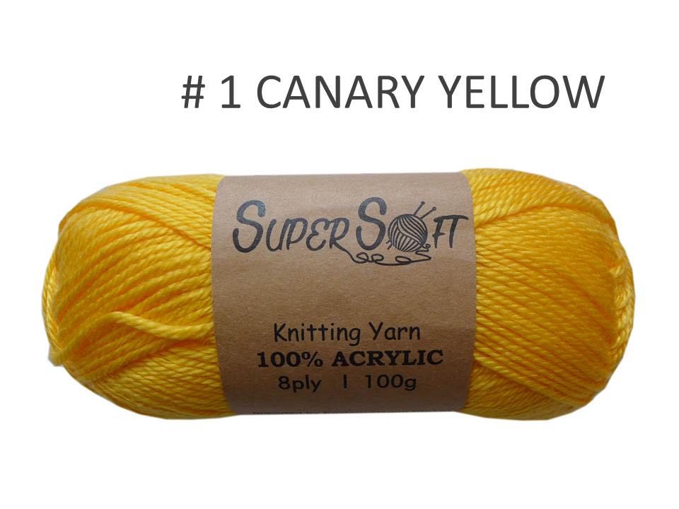 #1 CANARY YELLOW SUPER SOFT KNITTING YARN 100% ACRYLIC. CRA20845