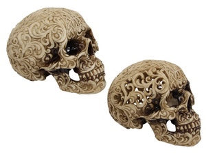 14CM TRIBAL BONE COLOUR SKULL. SKULBTR