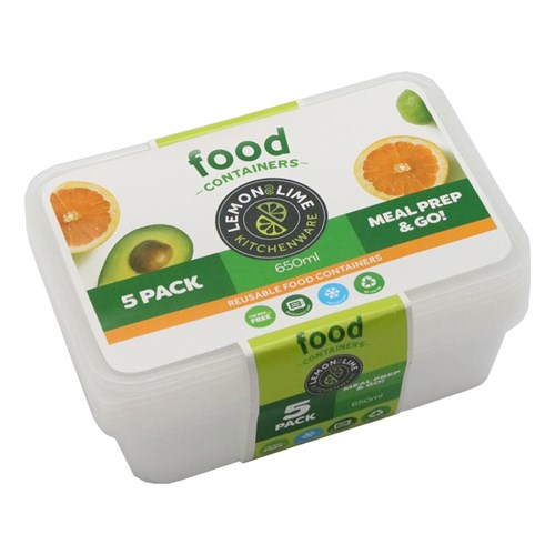 REUSABLE FOOD CONTAINERS 5PK 650ML PDQ. 81907