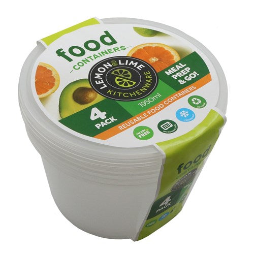REUSABLE FOOD CONTAINERS 4PK ROUND 1950ML. 82249