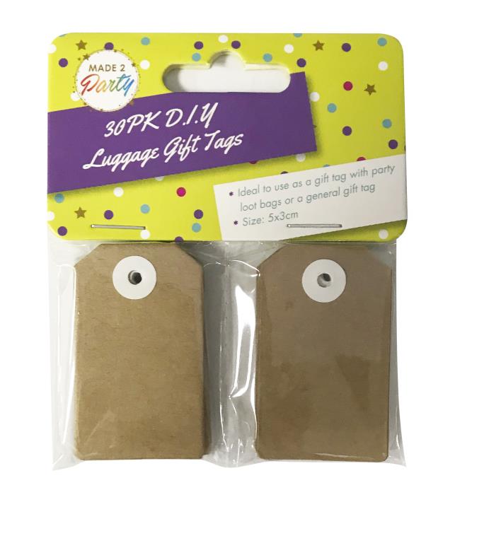 30PK Small D.I.Y Luggage Gift Tags (Brown)   DUR2922