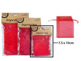7.5*10CM ORGANZA BAG - RED/6  CRAFT 255245