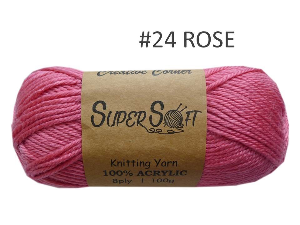 #24 ROSE SUPER SOFT KNITTING YARN 100% ACRYLIC. CRA20868