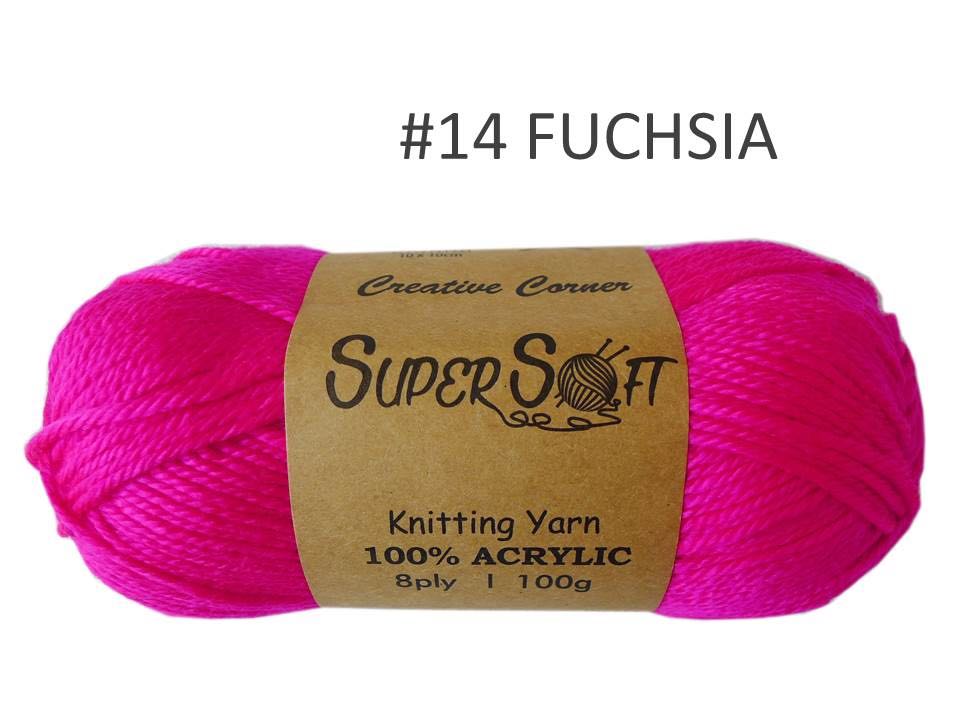 #14 FUCHSIA SUPER SOFT KNITTING YARN 100% ACRYLIC. CRA20858