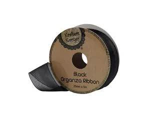ORGANZA BLACK RIBBON 25MMX5M .CRAFT 251100