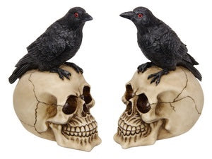 22CM RAVEN ON SKULL. SKULRAVB