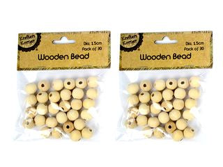 SML 15MM WOODEN BEAD/30  CRAFT 217052