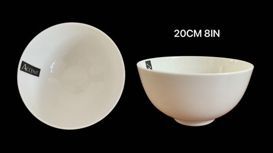 WHITE FINE BONE CHINA BOWL 8IN 20CM. TAB30481