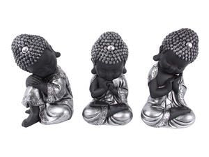 22CM SILVER CUTE SITTING BUDDHA. BUDDCUTE