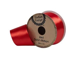 SATIN RED RIBBON 38MMX3M. CRAFT 251032