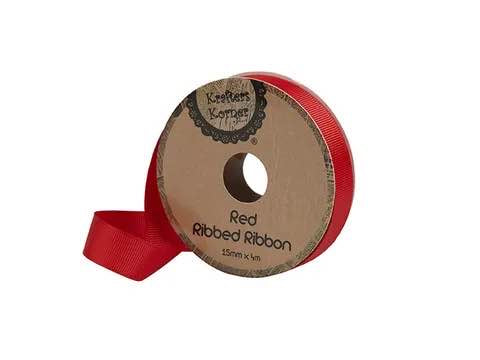 RIBBED RED RIBBON 15MMX4M.CRAFT 251490