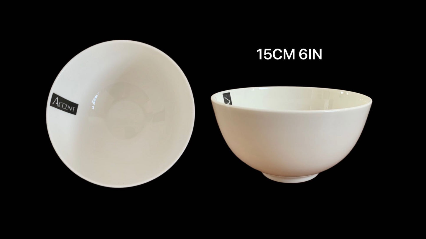 WHITE FINE BONE CHINA BOWL 6IN 15CM. TAB30480