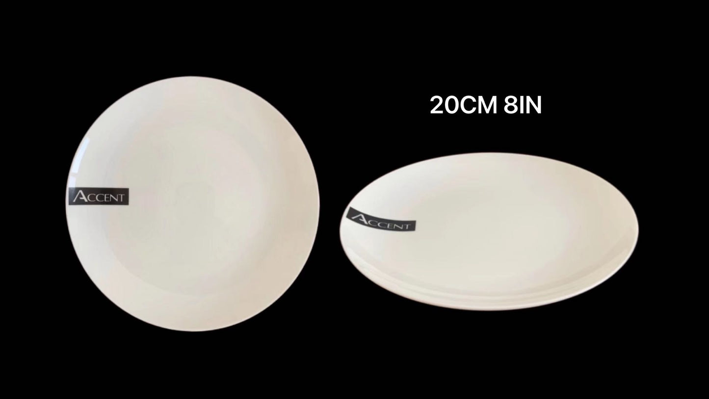 WHITE FINE BONE CHINA PLATE 8IN 20CM. TAB30483