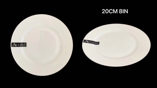 WHITE FINE BONE CHINA PLATE 8IN 20CM. TAB30477