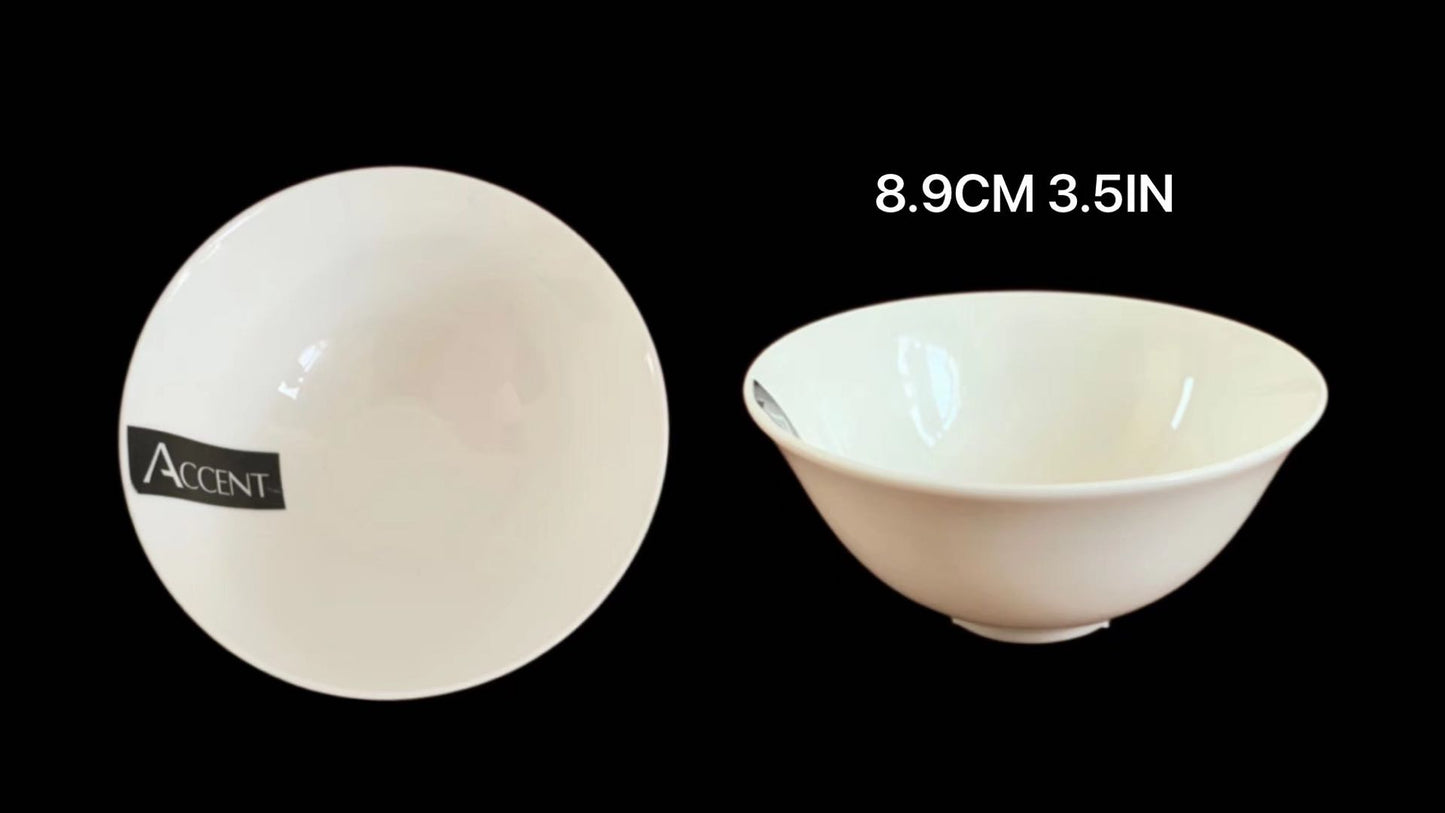 WHITE FINE BONE CHINA BOWL 3.5IN 8.9CM. TAB30484