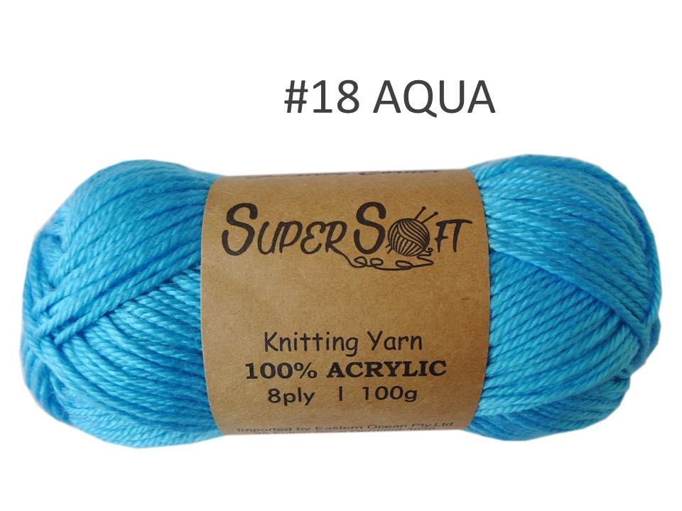 #18 AQUA SUPER SOFT KNITTING YARN 100% ACRYLIC. CRA20862