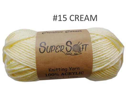 #15 CREAM SUPER SOFT KNITTING YARN 100% ACRYLIC. CRA20859