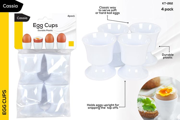 4pce Plastic Egg Cups-White KT-262