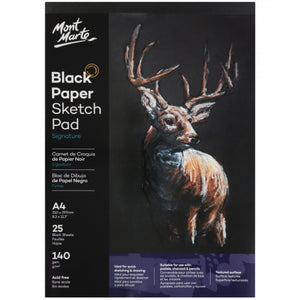 MM Black Paper Sketch Pad 25 sheet 140gsm A4