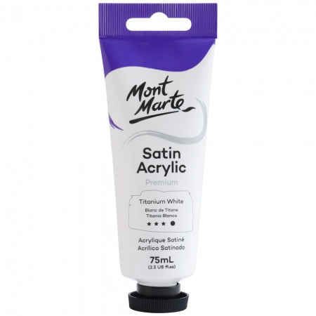 MM Satin Acrylic 75ml - Titanium White . PMSA7501