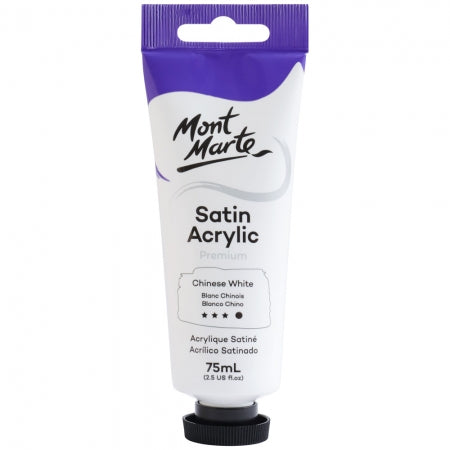 MM Satin Acrylic 75ml - Chinese White. PMSA7502