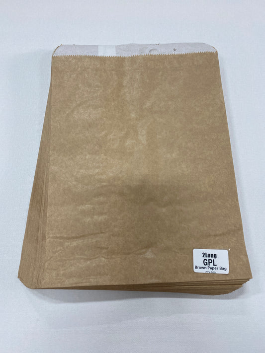 2 LONG GPL Greaseproof 2-PLY Paper Bags 50/pk (1754x245mm) -Brown  2LGGPL-B