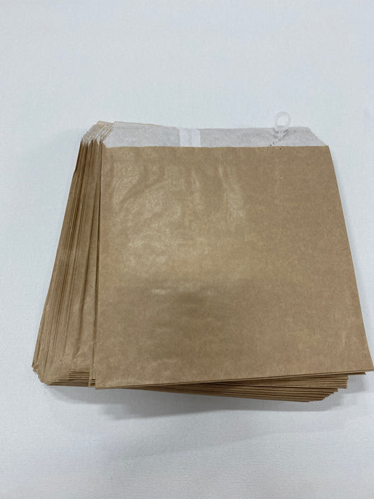 1 SQ GPL Greaseproof 2-PLY Paper Bags 50/pk (175 x180mm) -Brown  1SQGPLB