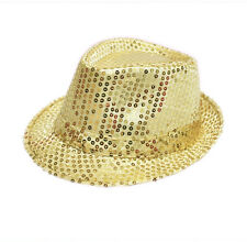 Sequin Trilby Fedora Hat-YELLOW  21881-09
